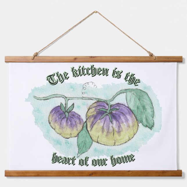 Die Küche ist das Herz der Zuhause Wandteppich Mit Holzrahmen (Vorne)