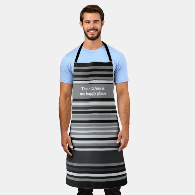 Die Küche ist mein glücklicher Ort Stripte Schürze (Getragen)