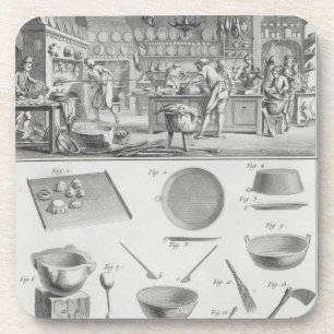 Die Küche und die Ausrüstung eines Bäckers, vom Untersetzer