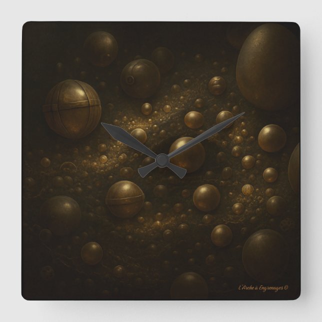 Die Kugel - Quadratische Wanduhr (Vorderseite)