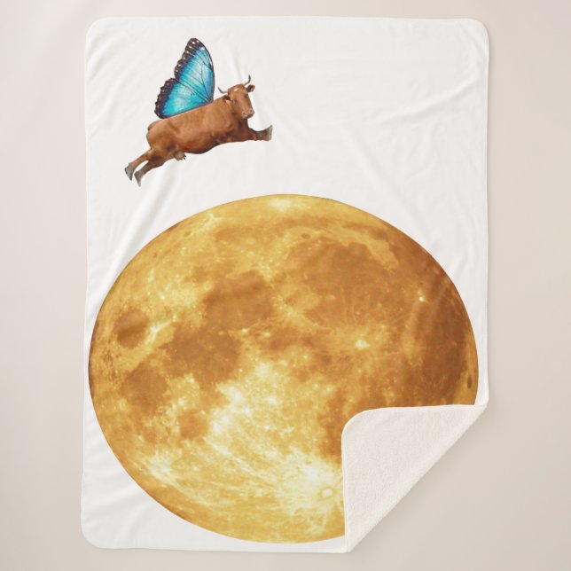 Die Kuh flog über den Mond-Sherpa-Decken Sherpadecke (Vorderseite)