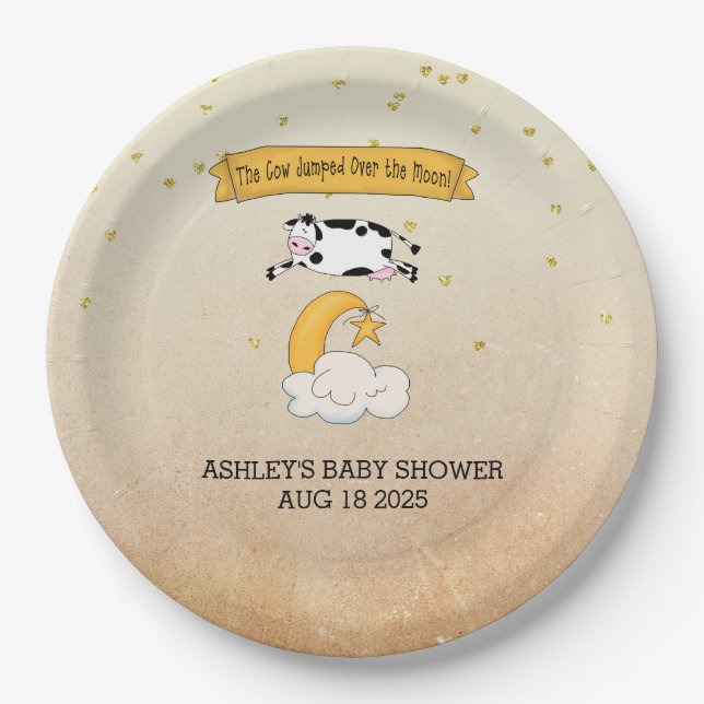 Die Kuh sprang über das Moon Book Theme Pappteller (Vorderseite)