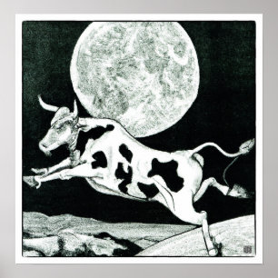 Die Kuh sprang über den Mond - Lithographie-Druck Poster