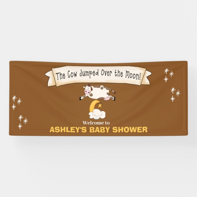 Die Kuh sprang über den Mond und begrüßte Banner (Horizontal)