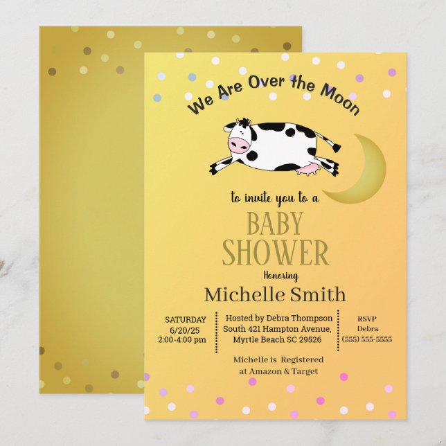Die Kuh sprang über die Mondeinladung Einladung (Vorne/Hinten)