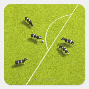 Die Kühe, die Fußball spielen Quadratischer Aufkleber