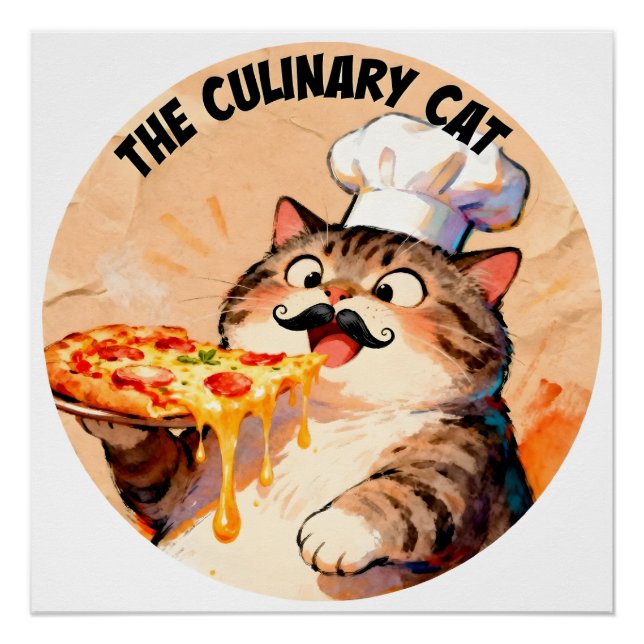 Die kulinarische Katze mit Pizza-Katze-Koch, der P Poster (Vorderseite)