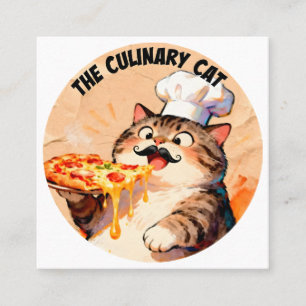 Die kulinarische Katze mit Pizza-Katze-Koch, der P Quadratische Visitenkarte