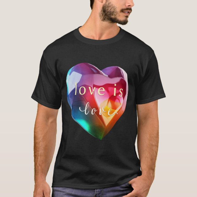 Die Kunst der Liebe ist Liebe: farbenfrohe Herzens T-Shirt (Vorderseite)