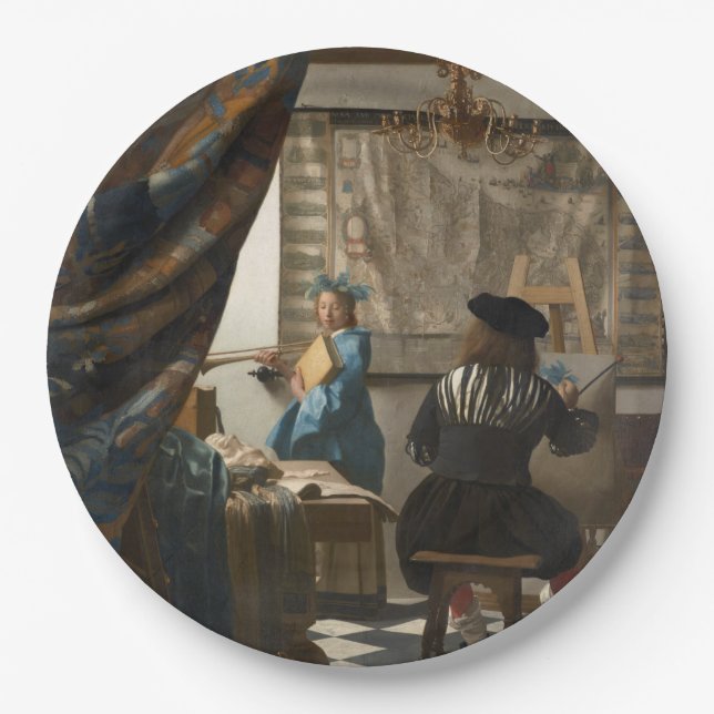 Die Kunst der Malerei von Johannes Vermeer Pappteller (Vorderseite)