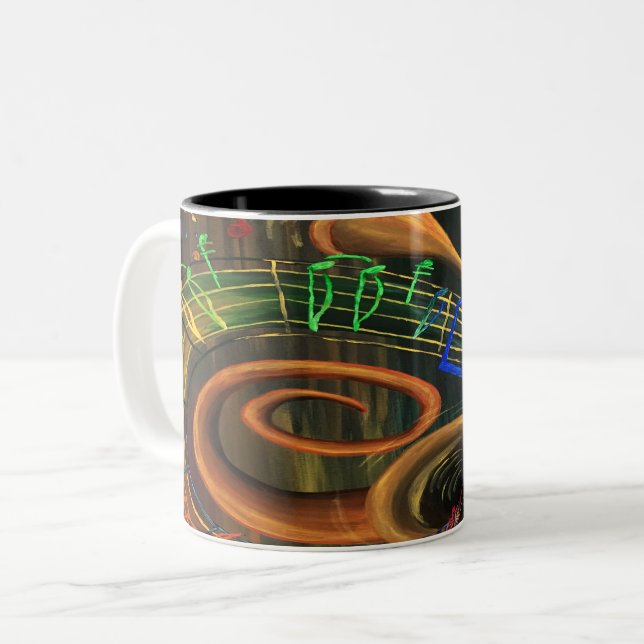 Die Kunst der Musik Zweifarbige Tasse (Vorderseite Links)
