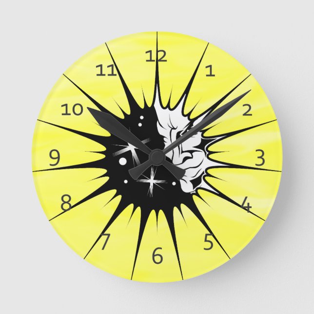 Die Kunst des Menschen und der Sonne Runde Wanduhr (Vorderseite)