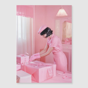 Die Kunst des rosa Geschenkes Magneteinladung