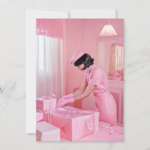 Die Kunst des rosa Geschenkverpackens Einladung