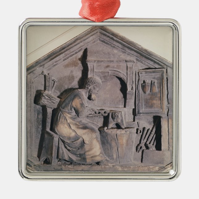 Die Kunst des Schmiedens, sechseckiges dekoratives Silbernes Ornament (Vorne)