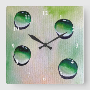 Die Kunst des Wassertropfens Quadratische Wanduhr