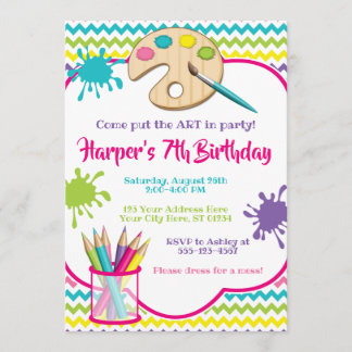 Die Kunst-Party des Mädchens der Einladung