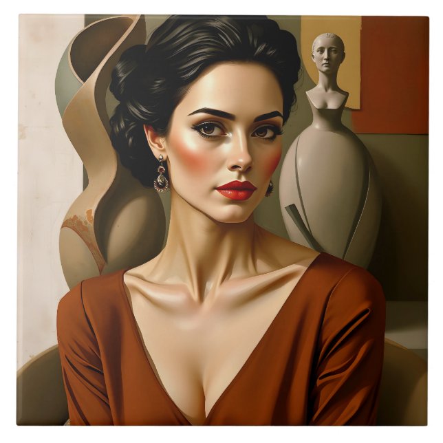 Die Kunst zwischen uns - buntes Portrait Fliese (Vorderseite)