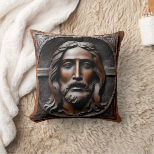 Die künstlerische Befreiung Jesu in braunen Tönen Kissen