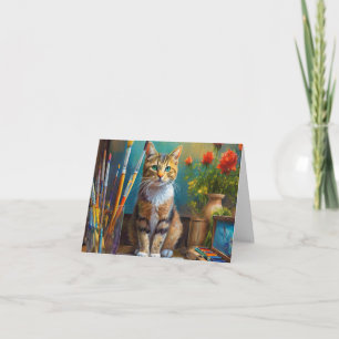 Die künstlerische Katze Dankeskarte