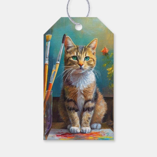 Die künstlerische Katze Geschenkanhänger (Vorderseite)
