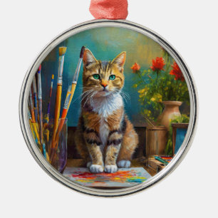 Die künstlerische Katze Ornament Aus Metall