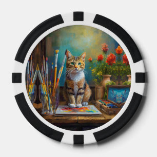 Die künstlerische Katze Pokerchips