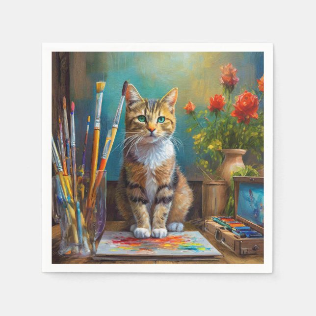 Die künstlerische Katze Serviette (Vorderseite)