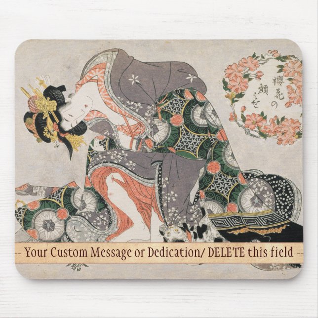 Die Kurtisane mit Geisha Katze Kitagawa Utamaro Mousepad (Vorne)