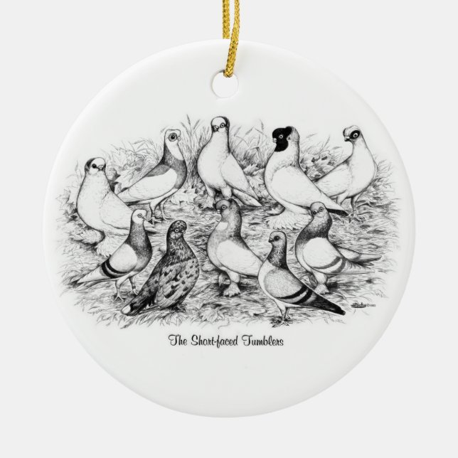 Die Kurzen Tumbler-Tauben Keramikornament (Vorne)
