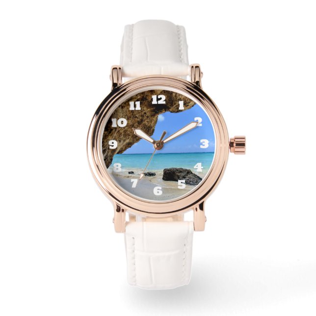 Die Küste des tropischen Strandes mit dem großen F Armbanduhr (Vorderseite)