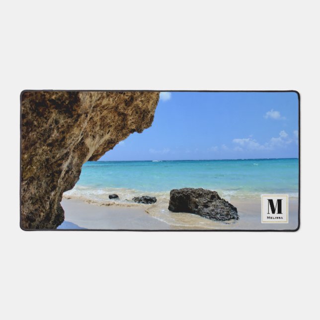 Die Küste des tropischen Strandes mit dem großen F Schreibtischunterlage (Vorderseite)