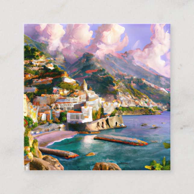 Die Küste von Amalfi ist eine der schönsten Quadratische Visitenkarte (Vorderseite)