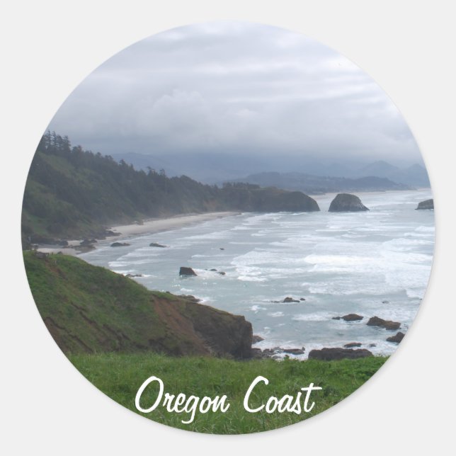 Die Küste von Oregon Runder Aufkleber (Vorderseite)