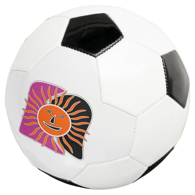 Die lächelnde Sonne Gesicht Fußball (Dreiviertel)