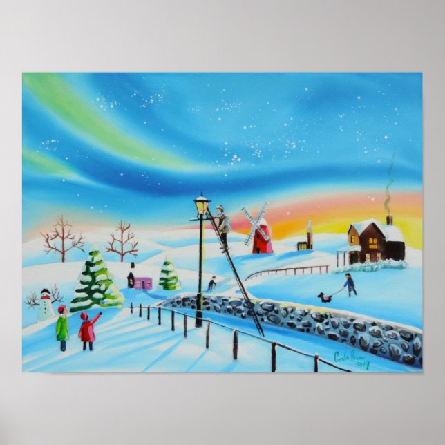 Die Lamplighter-Winterlandschaft Gordon Bruce Poster (Vorne)
