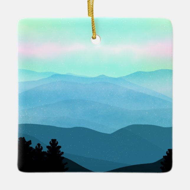Die Landschaft der Großen rauschigen Berge Keramikornament (Vorderseite)