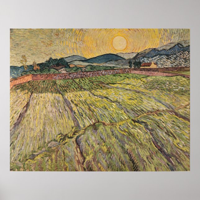 Die Landschaft von Van Gogh mit Pflugfeldern (1899 Poster (Vorne)