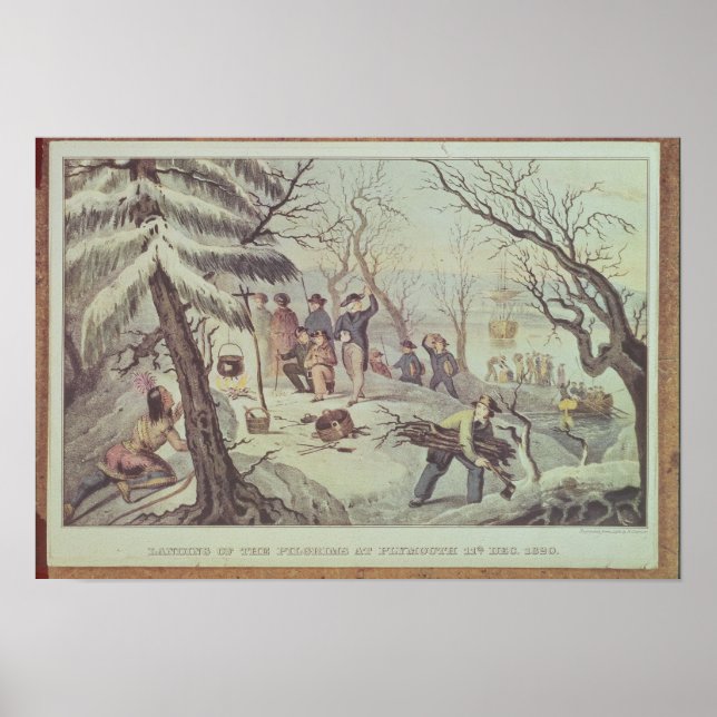 Die Landung der Pilger in Plymouth Poster (Vorne)