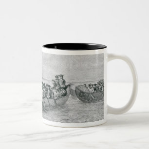 Die Landung von Cadillac Zweifarbige Tasse
