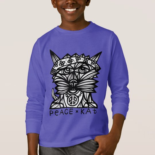 Die lange Hülse "Friedenskat-" Jungen T-Shirt