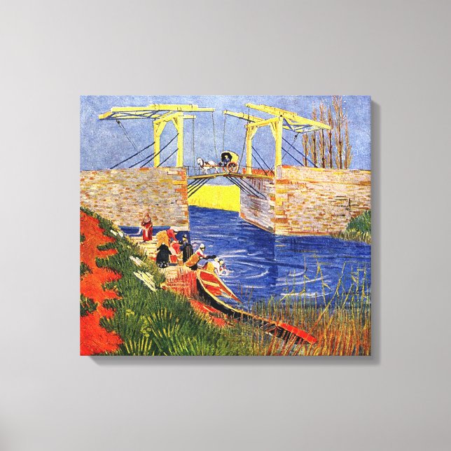 Die Langlois-Brücke in Arles mit Frauen waschen Leinwanddruck (Vorderseite)
