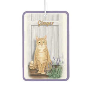 Die Lavendel Door Orange Tabby Cat Personalisiert Autolufterfrischer