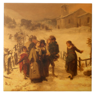 Die Lawine im Winter (von Gerolamo Induno) Fliese