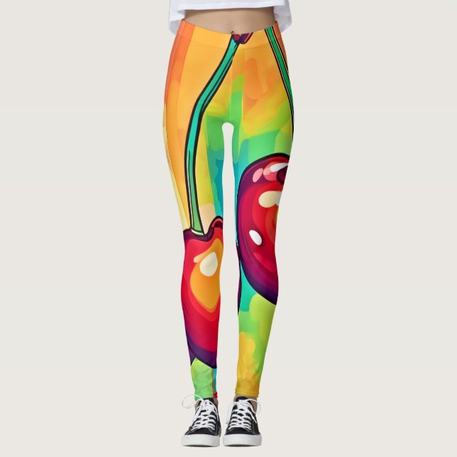 Die lebendige Cherry Art Leggings (Vorderseite)