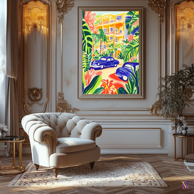 Die lebendige City Street mit den klassischen Auto Leinwanddruck (Von Creator hochgeladen)