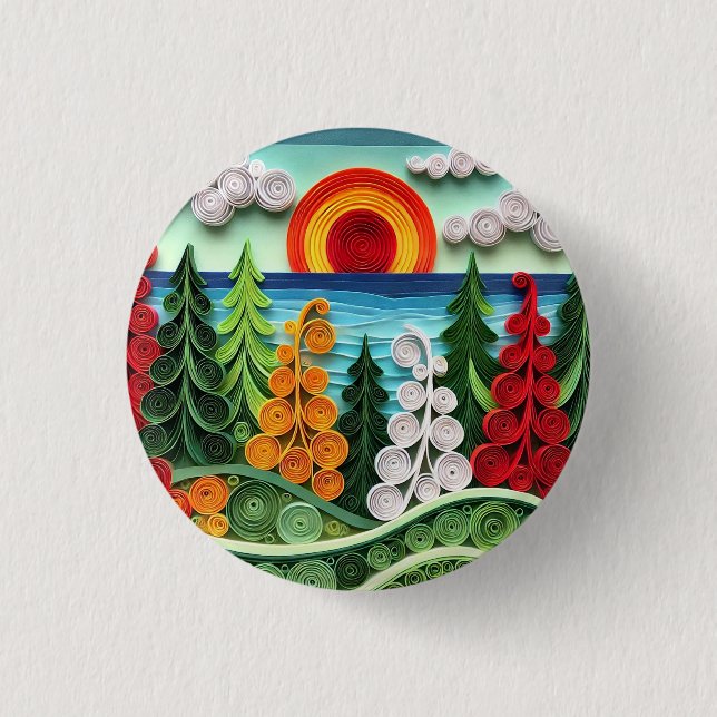 Die lebendige, farbenfrohe Kunst des Papierabbaus Button (Vorderseite)