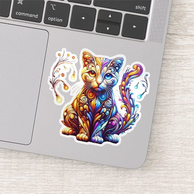 Die lebendige Glow Cat Aufkleber (Detail)