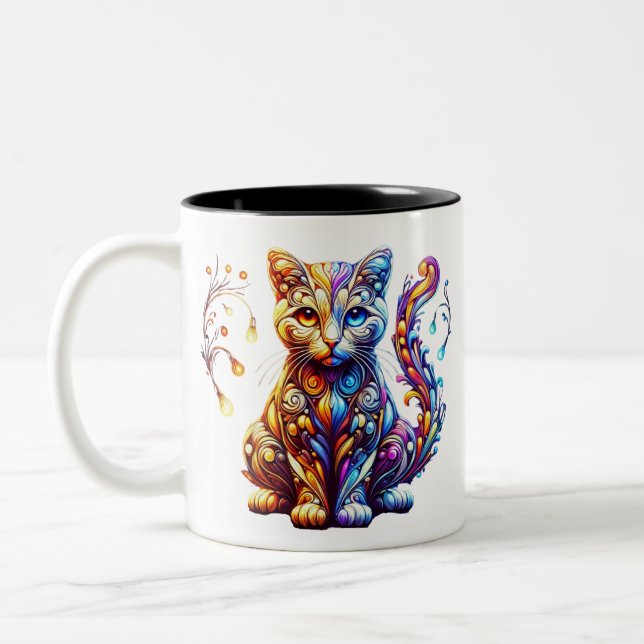 Die lebendige Glow Cat Zweifarbige Tasse (Links)