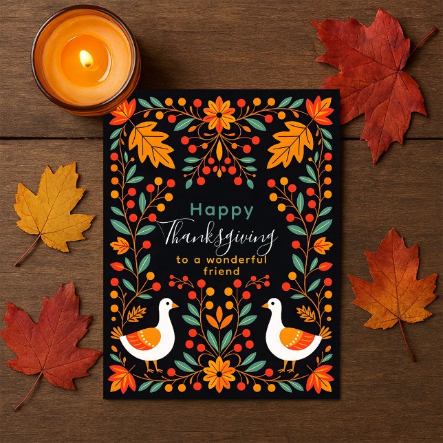 Die lebendige Maple von Folk Art Gänse Verlasst Er Postkarte (Von Creator hochgeladen)